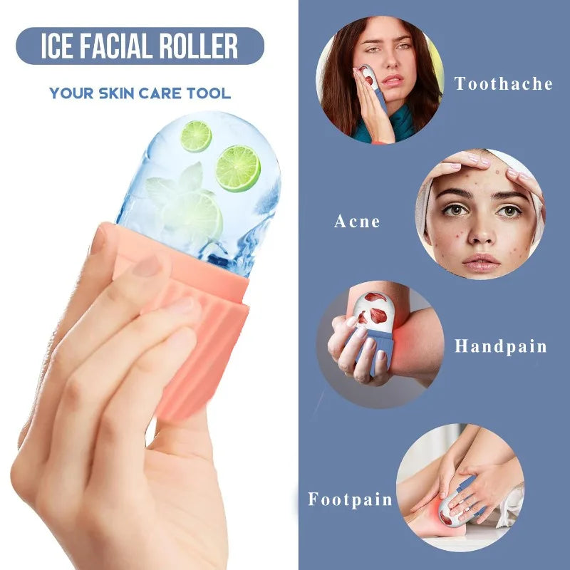 Ice Face Roller Ice Cube Beauty Massage Silicone Ice Mold For Eye Puffiness Ice Facial Roller Shrink Pores Multifunctional mold